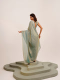 Metallic Embellished Beads And Stones Partywear Satin Saree