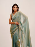 Metallic Embellished Beads And Stones Partywear Satin Saree