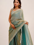 Metallic Embellished Beads And Stones Partywear Satin Saree