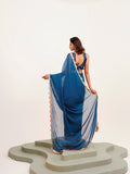 Blue Beads And Stones Party Wear Satin Saree