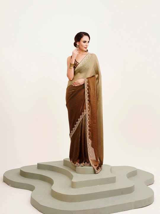 Embellished Beads And Stones Partywear Satin Saree