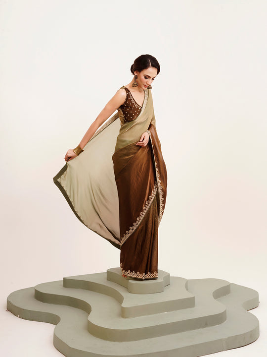 Embellished Beads And Stones Partywear Satin Saree