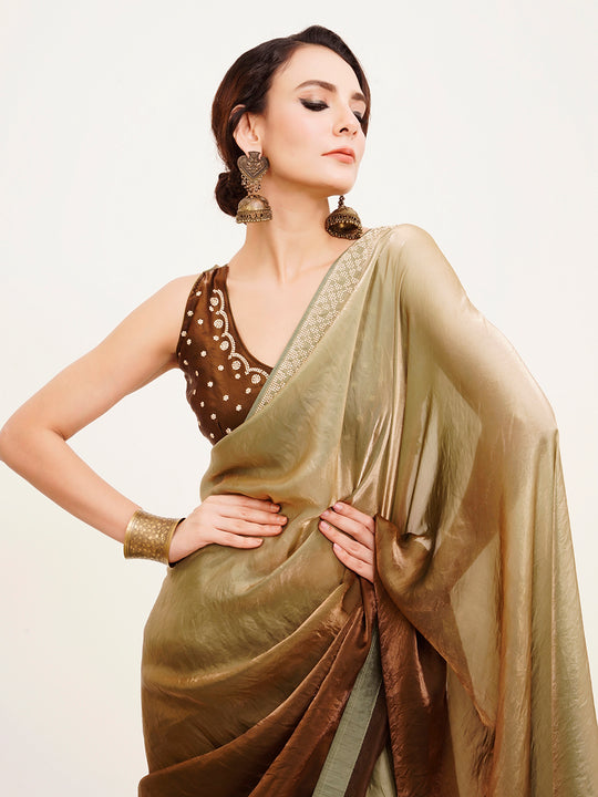 Embellished Beads And Stones Partywear Satin Saree