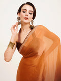 Brown Ombre Embellished Beads And Stones Pure Chiffon Saree