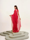 Red Embellished Sequinned Chiffon Saree