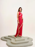 Red Embellished Sequinned Chiffon Saree