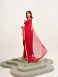 Red Embellished Sequinned Chiffon Saree