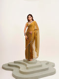 Rust Beads And Stones Satin Saree