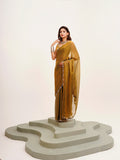 Rust Beads And Stones Satin Saree
