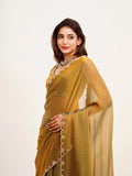 Rust Beads And Stones Satin Saree