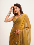 Rust Beads And Stones Satin Saree