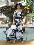 Black & White Georgette Saree With Blouse Piece