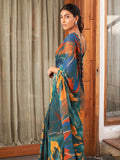 Rama Moss Crepe Saree With Blouse Piece