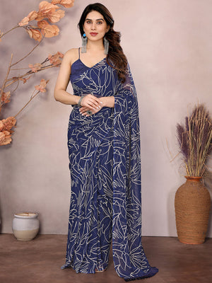 Blue Georgette Ready To Wear Saree