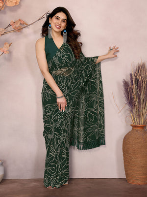 Green Georgette Ready To Wear Saree