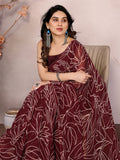 Red Georgette Ready To Wear Saree