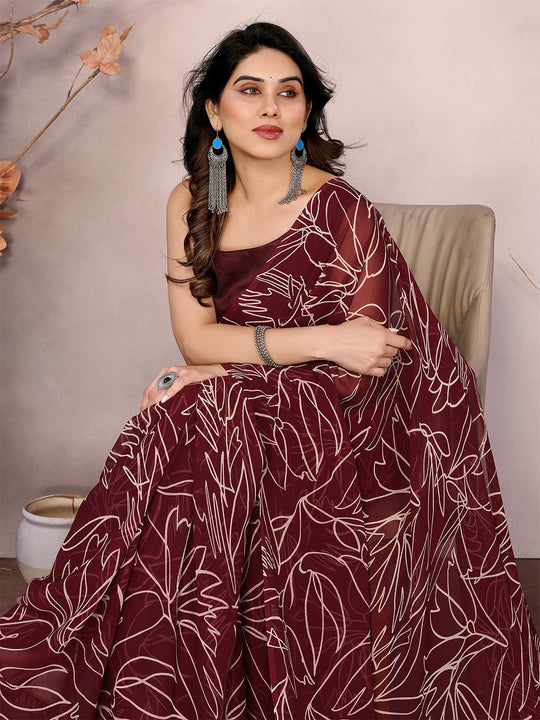 Red Georgette Ready To Wear Saree