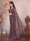 Wine Georgette Ready To Wear Saree
