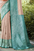 Beige Kanjivaram Silk Saree With Blouse Piece