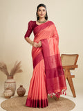 Raw Silk Saree Featuring Beautiful Solid Weaving