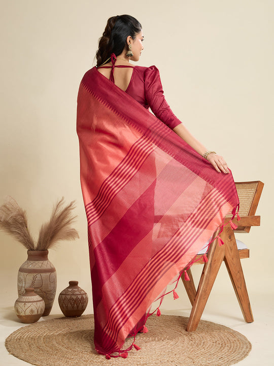 Raw Silk Saree Featuring Beautiful Solid Weaving
