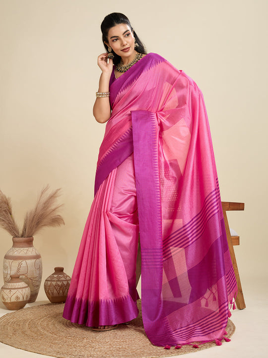 Raw Silk Saree Featuring Beautiful Solid Weaving