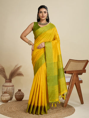 Raw Silk Saree Featuring Beautiful Solid Weaving