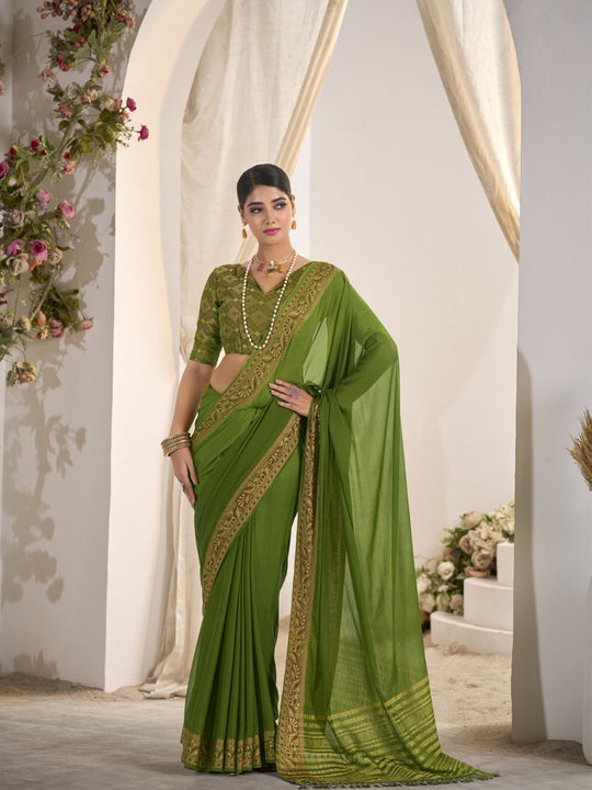 Crepe Silk Banarasi Saree With Blouse Piece