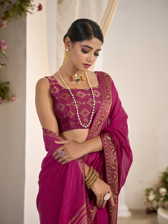 Crepe Silk Banarasi Saree With Blouse Piece