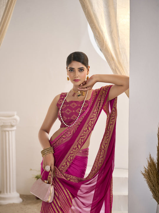 Crepe Silk Banarasi Saree With Blouse Piece