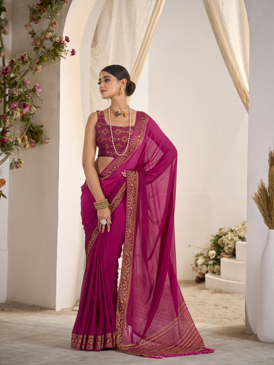 Crepe Silk Banarasi Saree With Blouse Piece