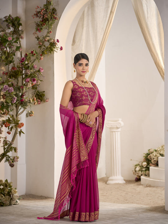 Crepe Silk Banarasi Saree With Blouse Piece