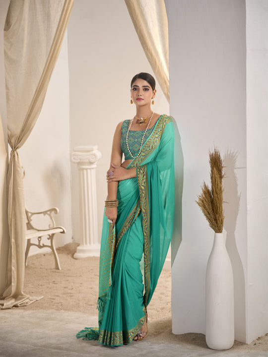 Crepe Silk Banarasi Saree With Blouse Piece