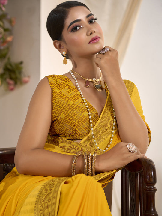 Crepe Silk Banarasi Saree With Blouse Piece