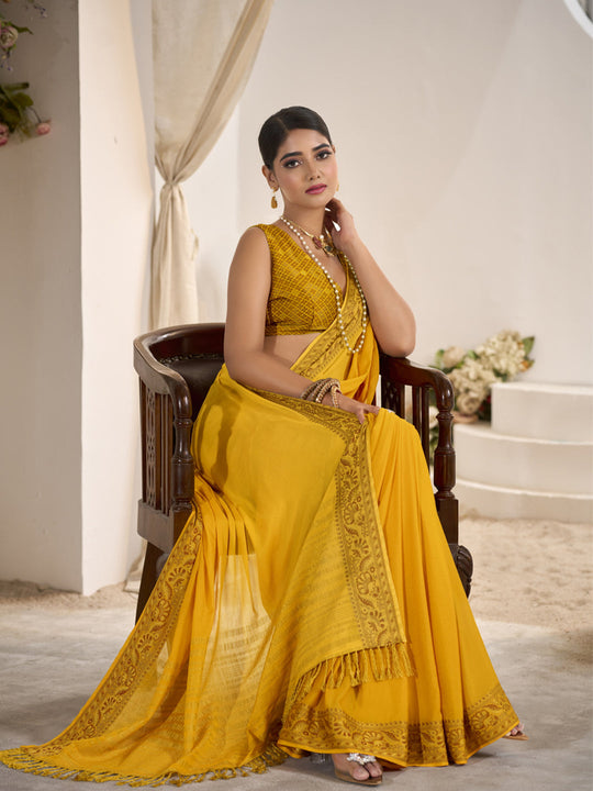 Crepe Silk Banarasi Saree With Blouse Piece