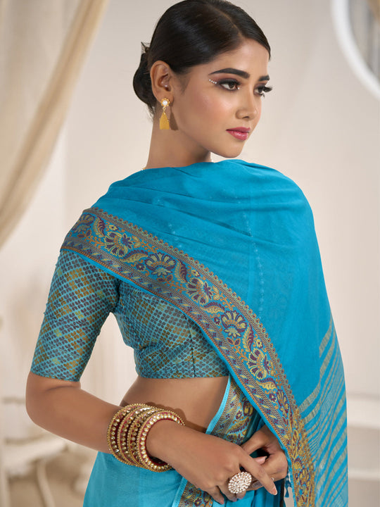 Crepe Silk Banarasi Saree With Blouse Piece