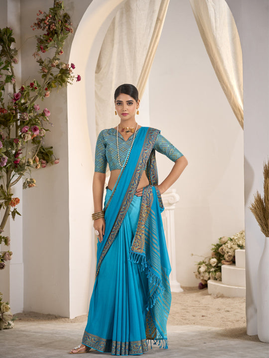 Crepe Silk Banarasi Saree With Blouse Piece