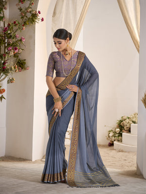 Crepe Silk Banarasi Saree With Blouse Piece