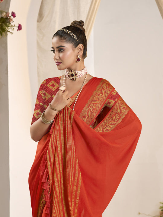 Crepe Silk Banarasi Saree With Blouse Piece