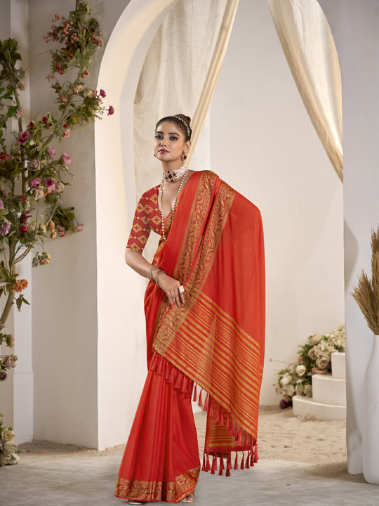 Crepe Silk Banarasi Saree With Blouse Piece