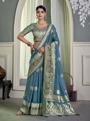 Crepe Silk Banarasi Saree With Blouse Piece
