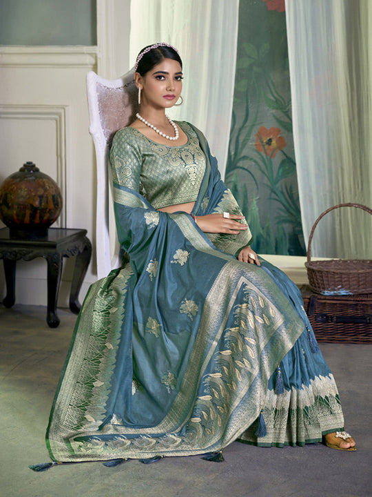 Crepe Silk Banarasi Saree With Blouse Piece