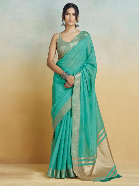 Blue Silk Festive Wear Saree With Blouse Piece