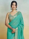 Blue Silk Festive Wear Saree With Blouse Piece
