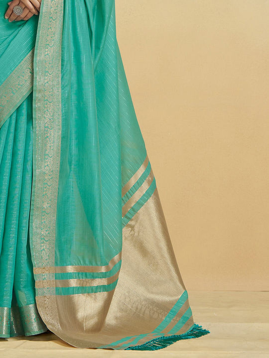 Blue Silk Festive Wear Saree With Blouse Piece