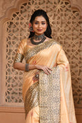 Cream Raw Silk Saree With Blouse Piece