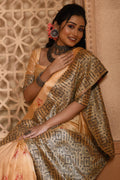 Cream Raw Silk Saree With Blouse Piece