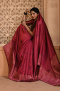 Pink Raw Silk Saree With Blouse Piece