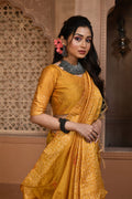 Yellow Raw Silk Saree With Blouse Piece