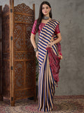 Purple Semi Modal Saree With Blouse Piece